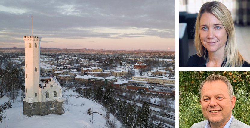 Sofia Sahlberg, hotellchef på First hotel och Söderhamns näringslivschef Ola Andersson. 