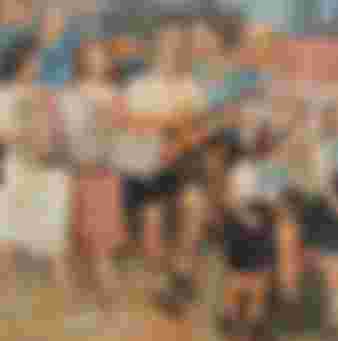 East German pioneers and musicians depicted in the porcelain frieze 'Building of the Republic' designed by German artist Max Lingner (1952–1953) on the building of the Council of Ministers of East Germany (former Reichsluftfahrtministerium), now the Detlev-Rohwedder-Haus in Berlin, Germany. Credit: Azoor Photo / Alamy Stock Photo.