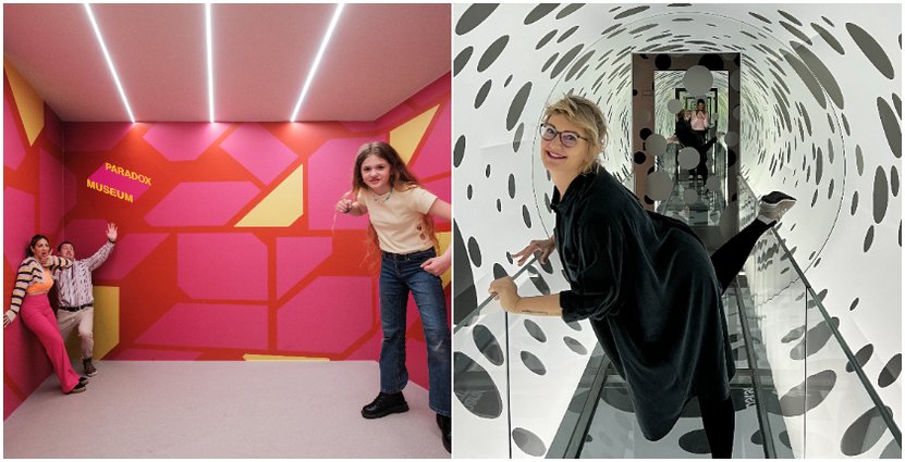 Optiska illusioner finns det gott om på Paradox Museum. Till höger: Martina Ekström, marknadschef. 