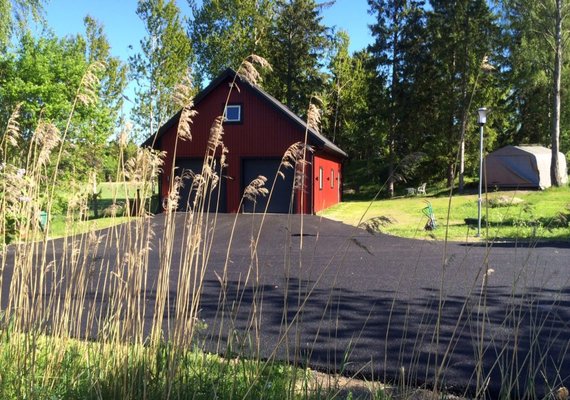 Nature integrated loft style barn garage
