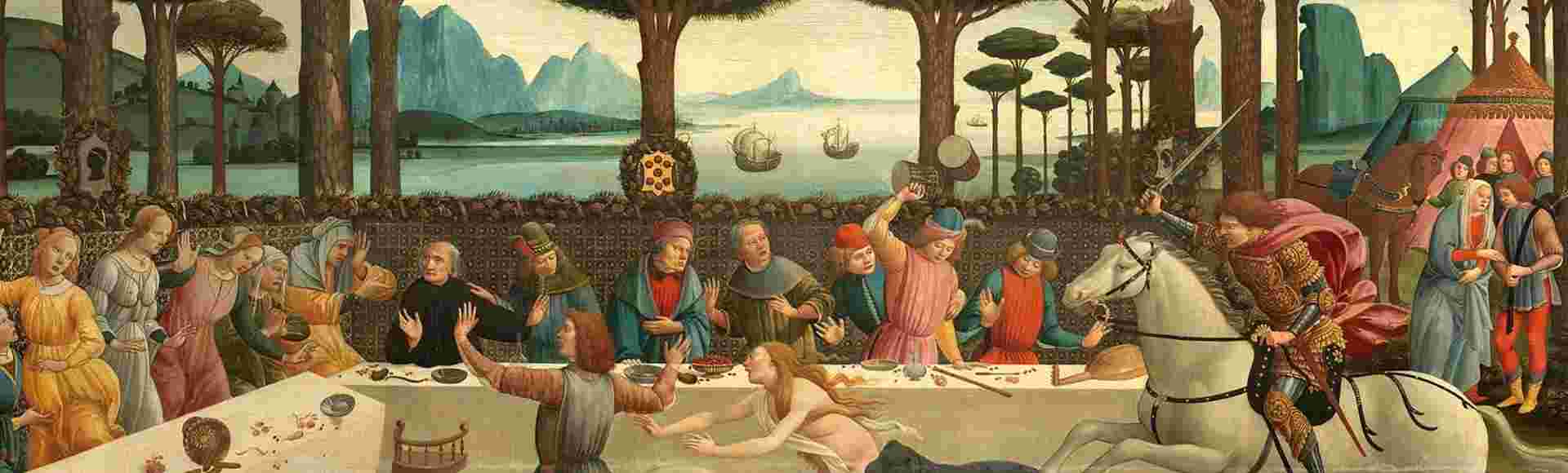 Botticelli's painting of a scene from the Decameron.