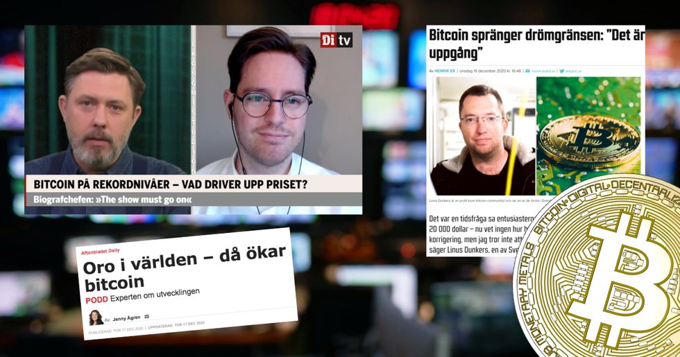 Bitcoinpriset rusar – då rapporterar svenska medier om kryptovalutans framfart.