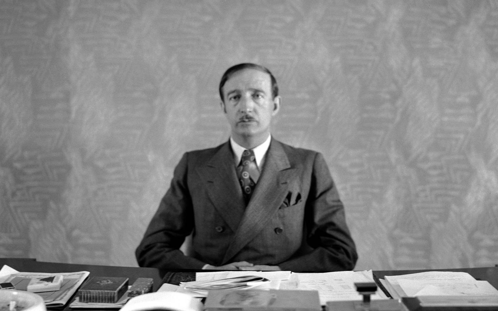 King Zog of Albania at his desk.