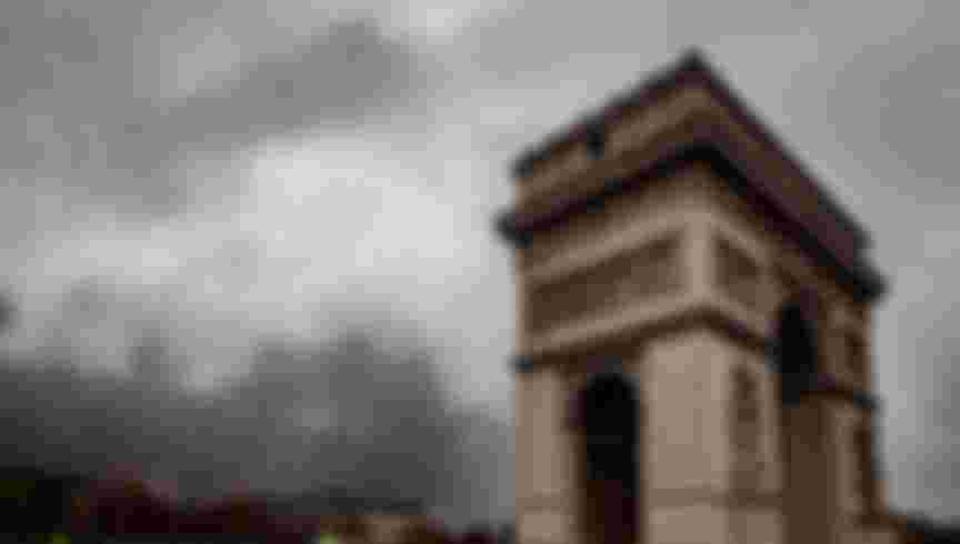 The Arc de Triomphe in December 2018 during the gilets jaunes