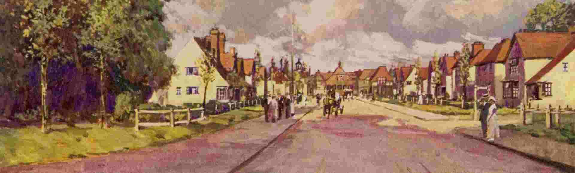 A painting of Letchworth Garden City.