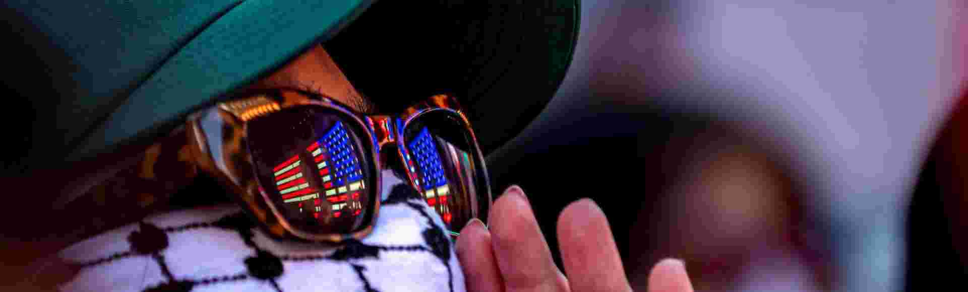 Pro-Palestine protestor in New York City. Credit: Sipa US