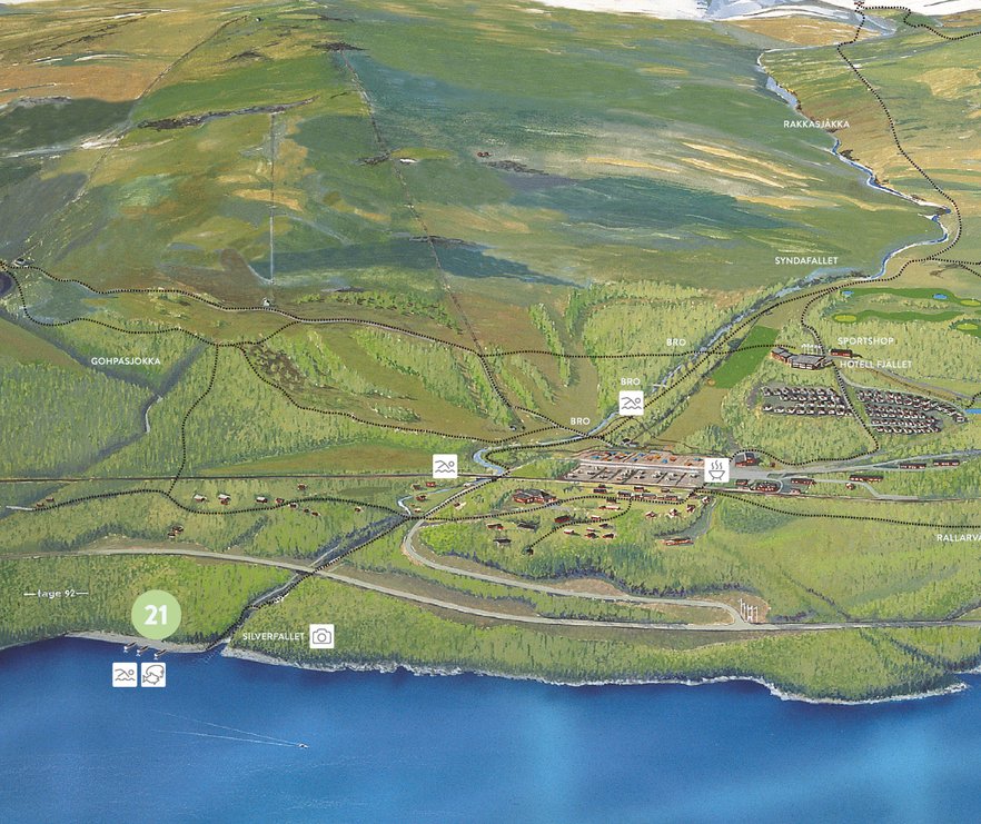 Tornetr&auml;sk utmarkerad p&aring; en illustrerad karta &ouml;ver Bj&ouml;rkliden