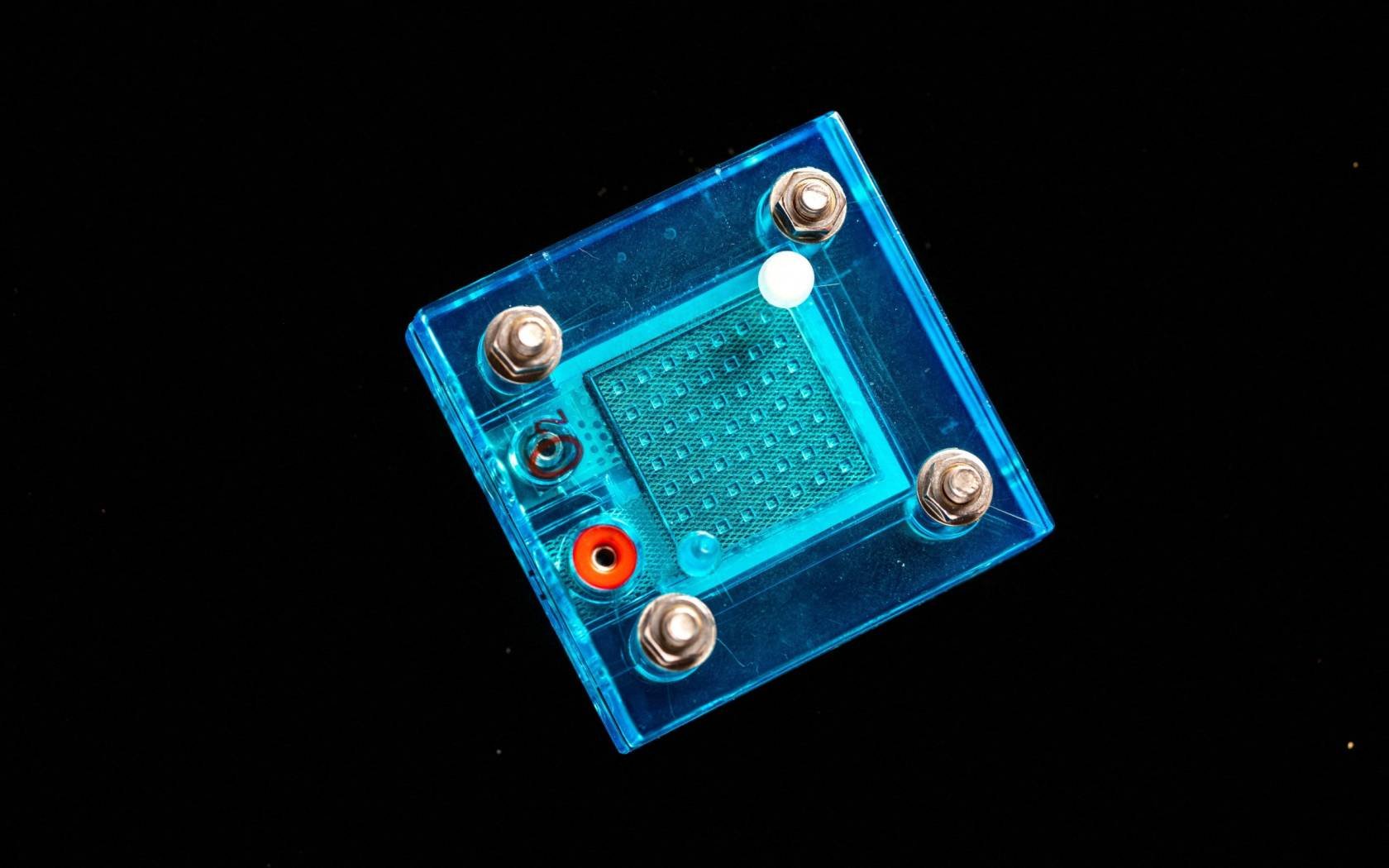 A close-up image of a hydrogen fuel cell.