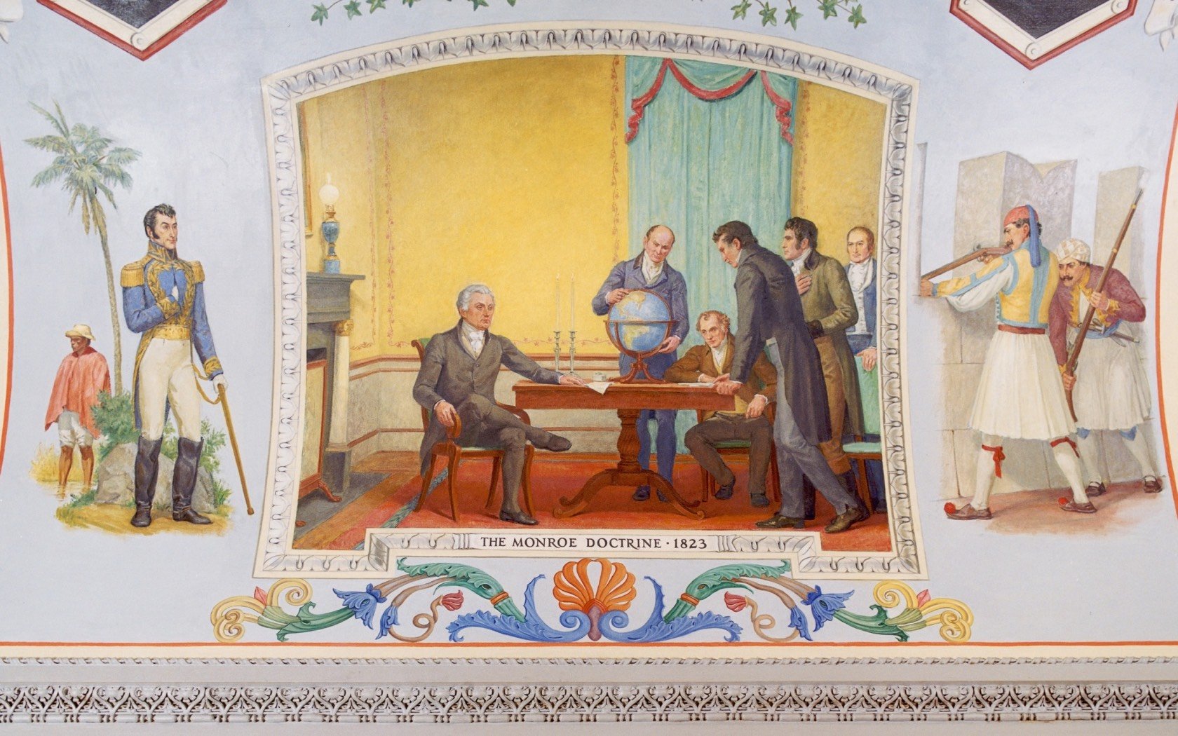 'The Monroe Doctrine, 1823' by Allyn Cox (1973), a large oil mural in the US Capitol. Credit: Wikimedia/ US Capitol