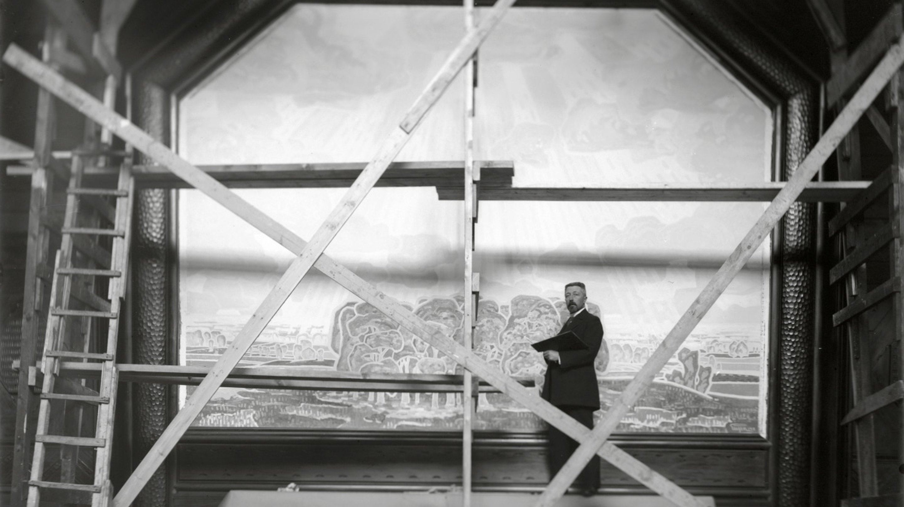 Prins Eugen i arbete med altartavlan, Kiruna kyrka.