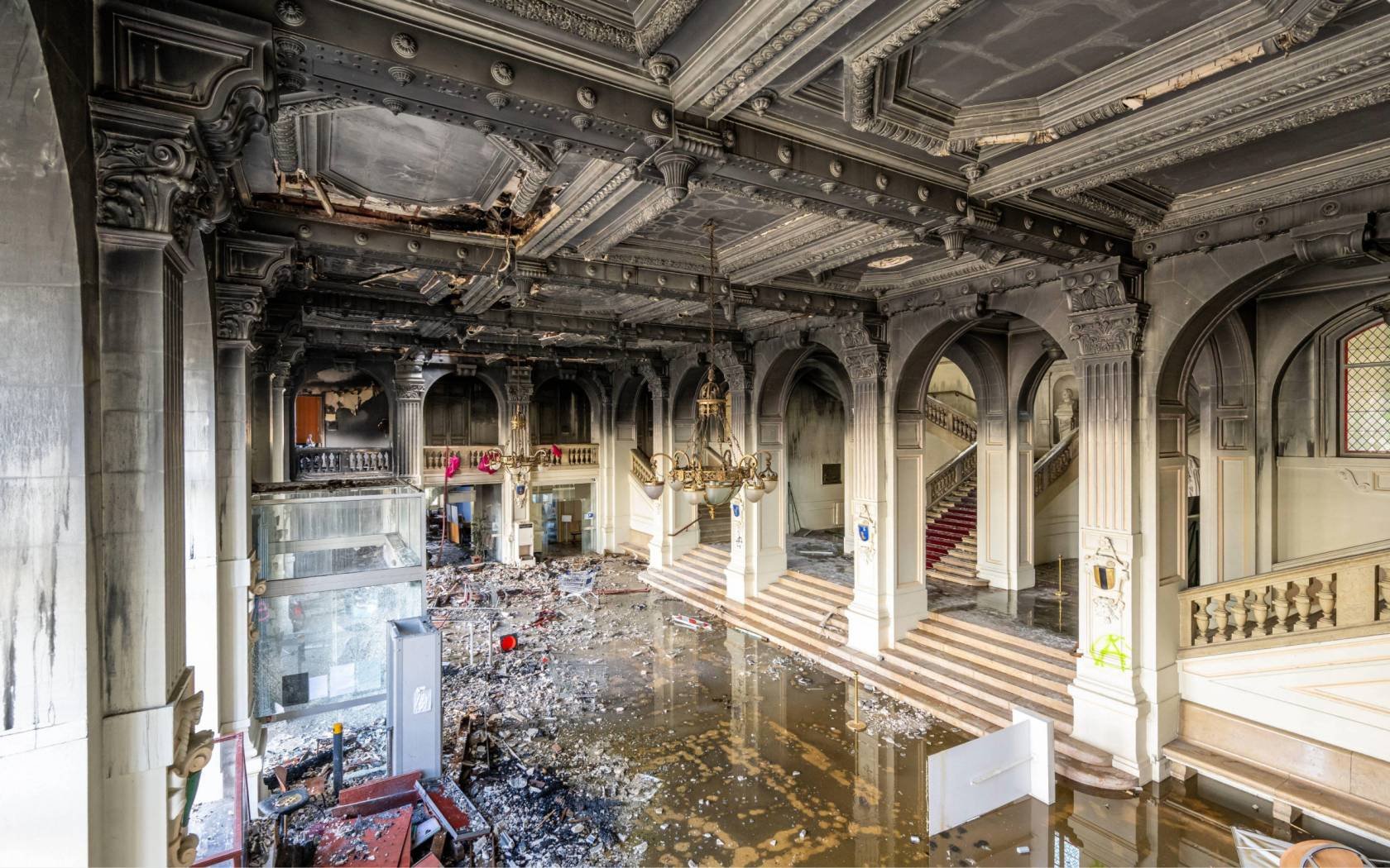Inside the gutted town hall of Limoges, 20 October 2026.