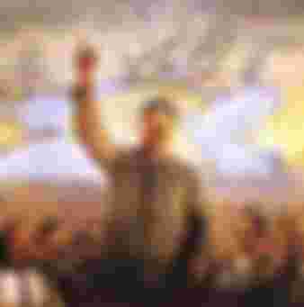 A poster celebrating Stalin at the Russian State Library, Moscow.