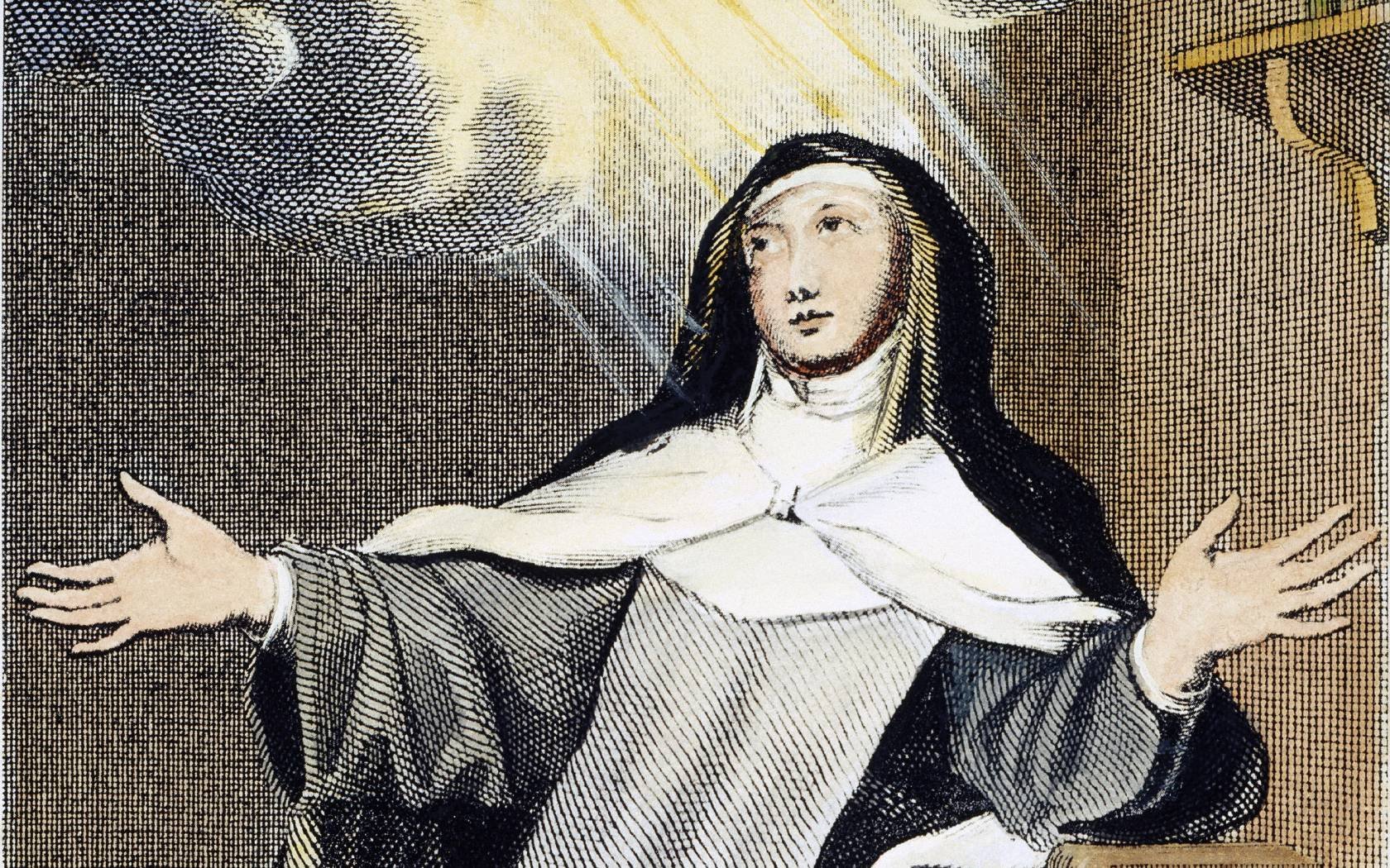 A 19th century engraving of Saint Teresa of Ávila.