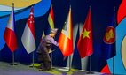 The Timor-Leste flag being installed at ASEAN.