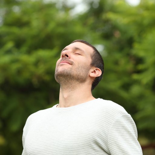 Relaxed,Adult,Man,Breathing,Fresh,Air,In,A,Forest,With