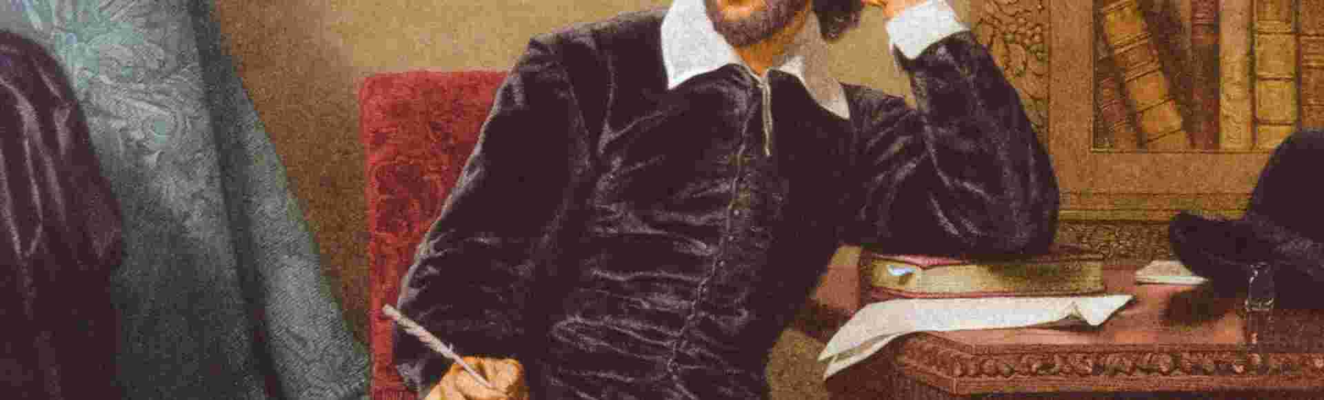An 18th-century coloured engraving depicting William Shakespeare.