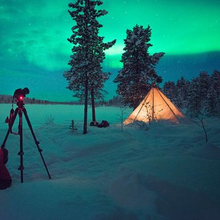 Norrskensfoto med Scandinavian Photoadventures i Kiruna