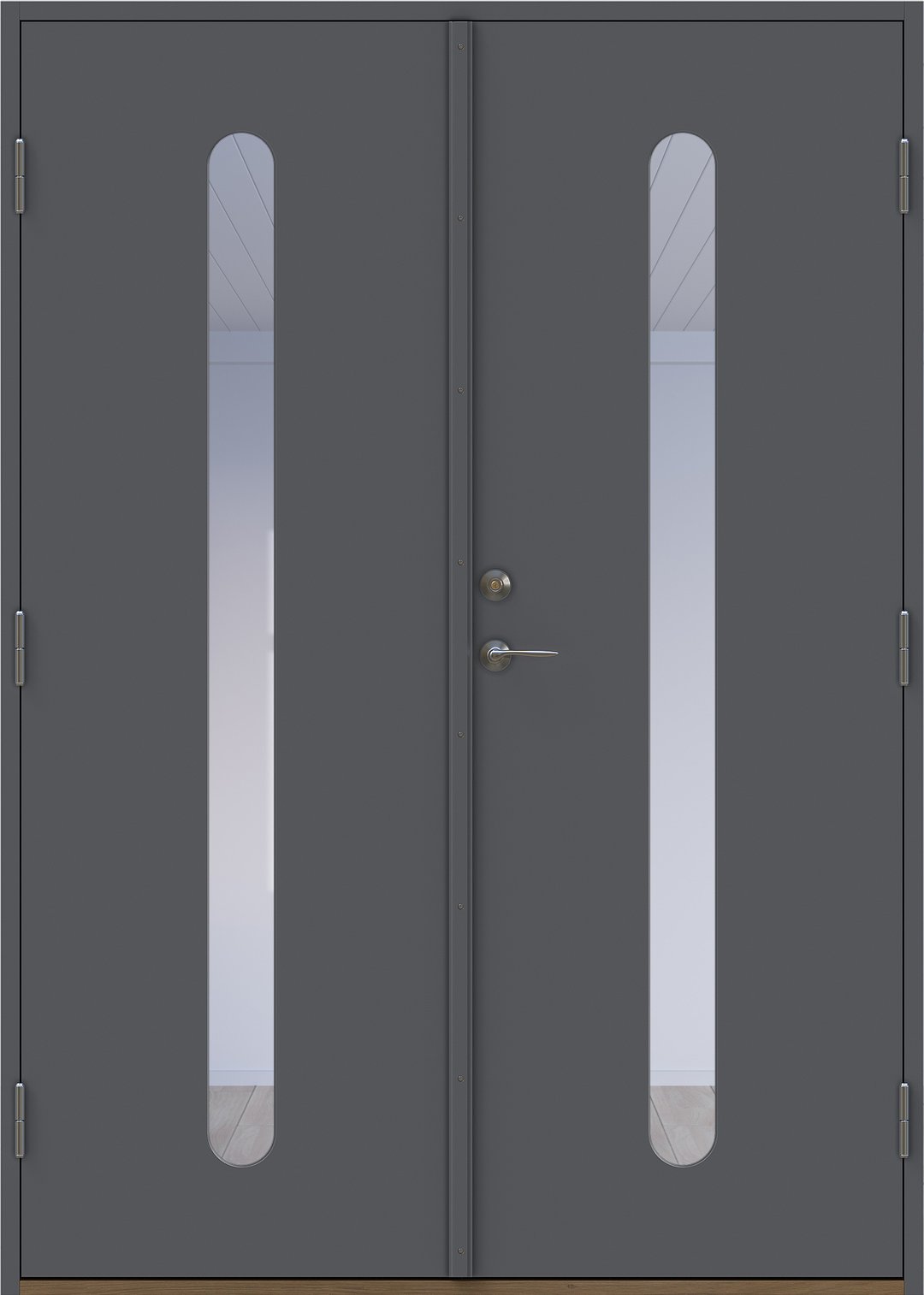 Insikt pardörr Mörkgrå