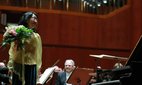 Mitsuko Uchida acknowledges the applause.