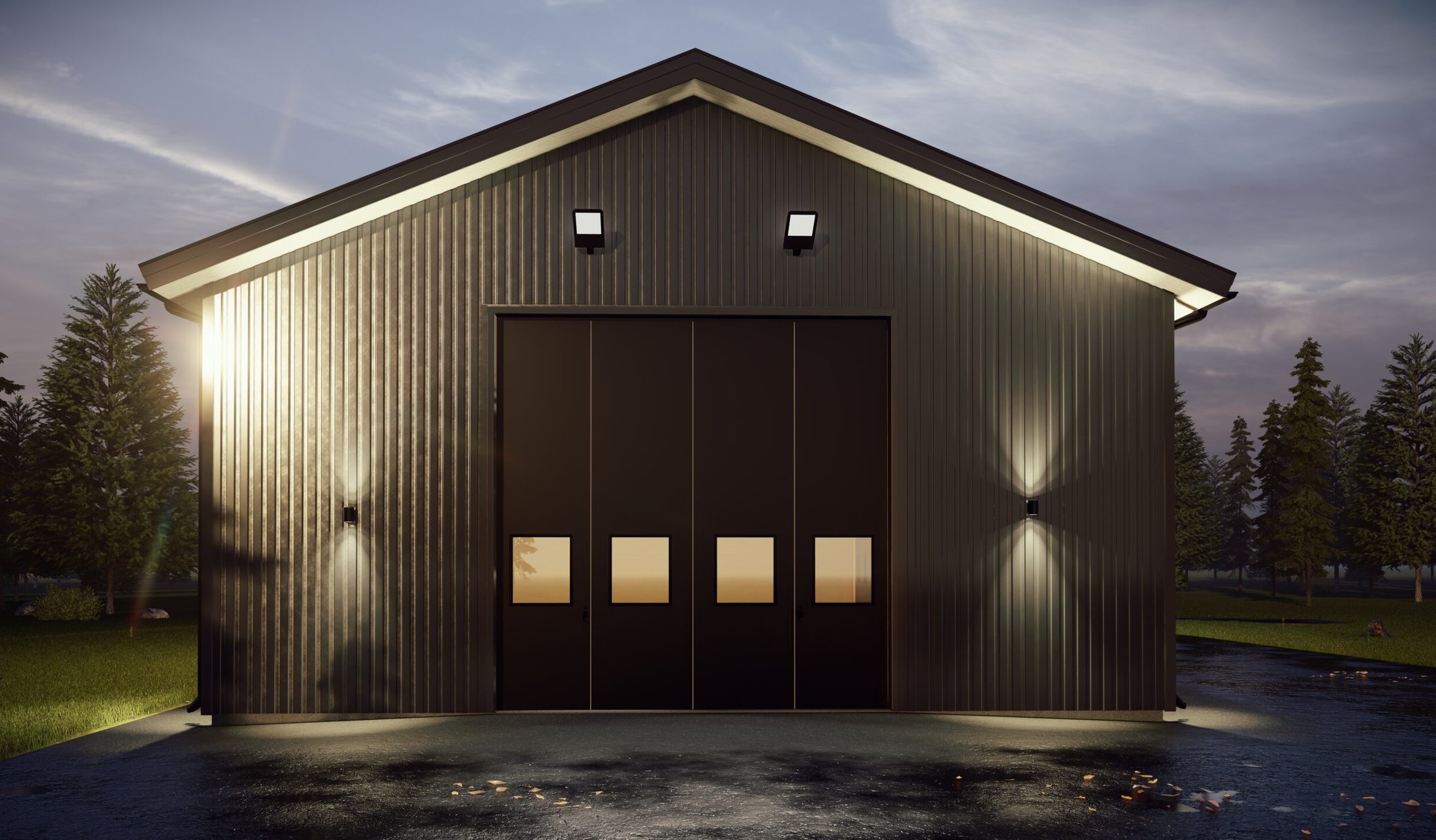 Maskinhall med plåtfasad