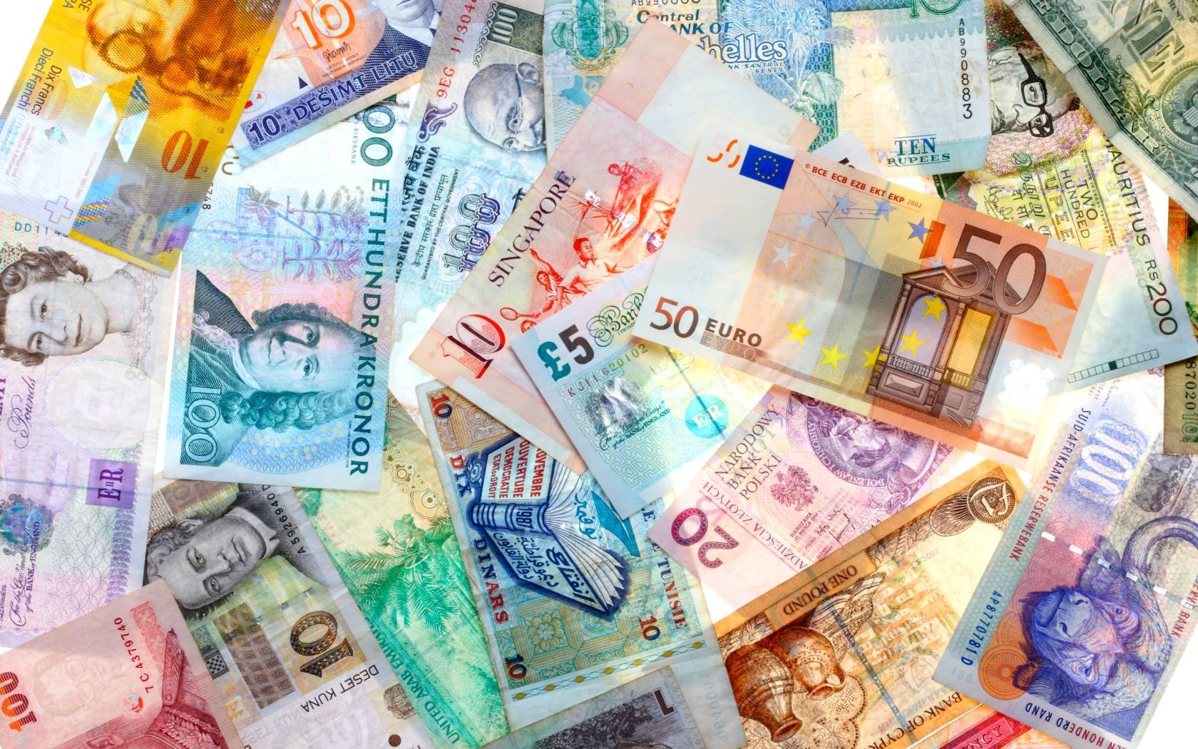 Currencies from around the world.