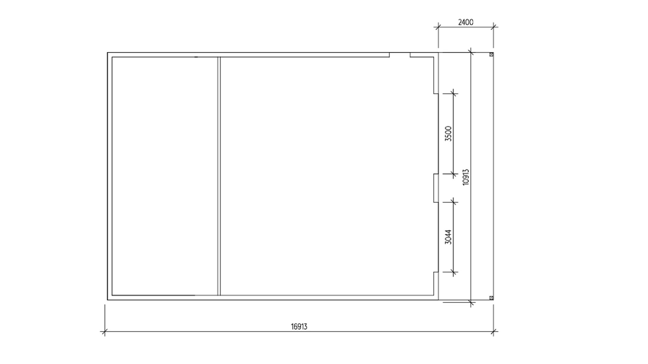 Maskinhall med extra takutsprång
