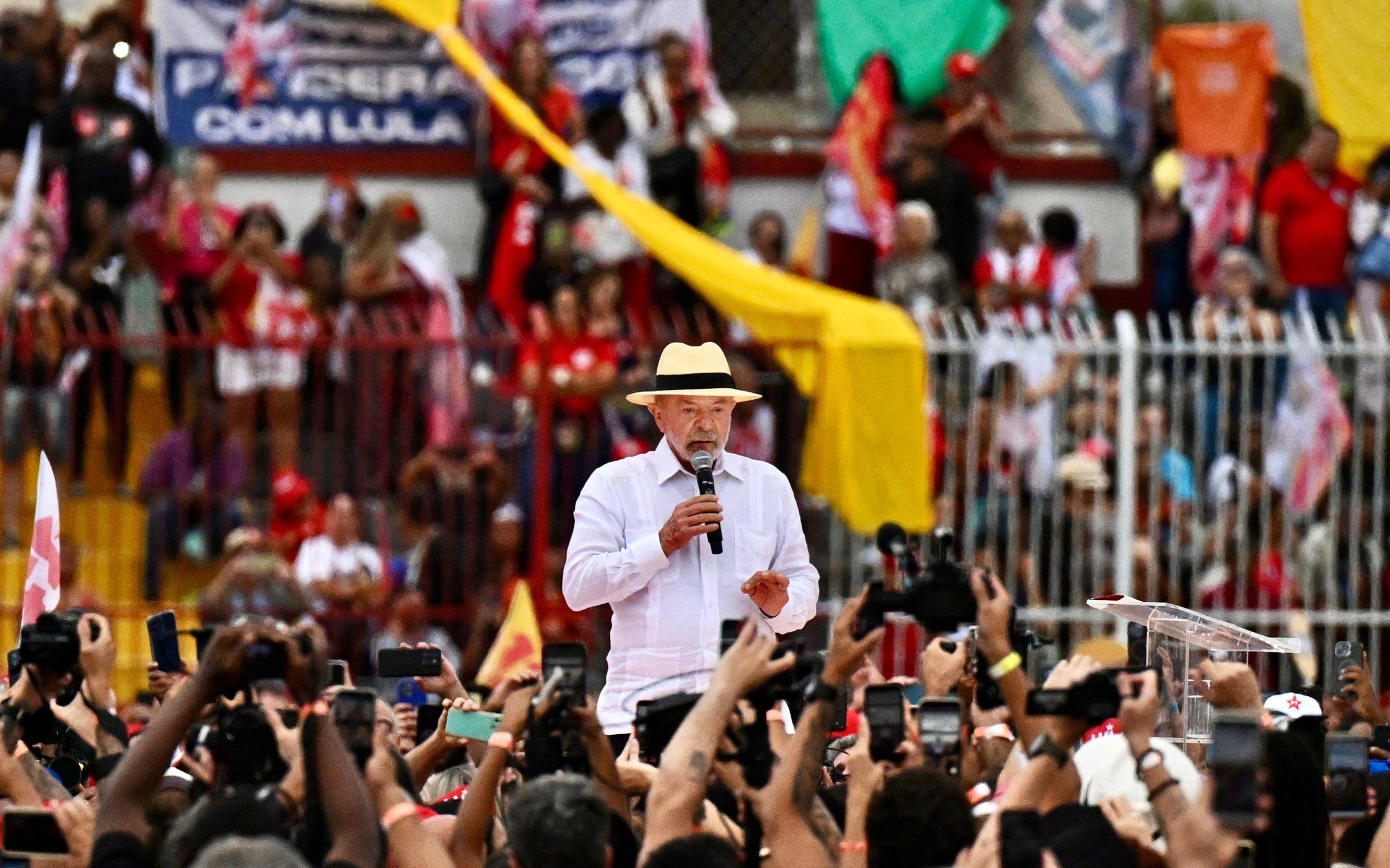 Brazilian President Luiz Inacio Lula da Silva, presidential candidate of Brazil's ruling Workers' Party, speaks during a campaign rally in Rio de Janeiro, Brazil. Credit: Xinhua