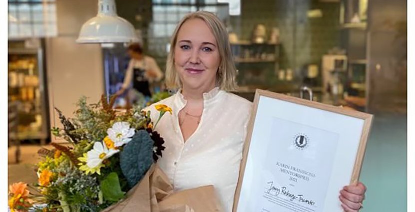 Jenny Roshage-Theander, restaurangchef på Näsby slott, har tilldelats  Karin Franssons mentorpris. FOTO: Vanja Vilbern/Årets kock. 