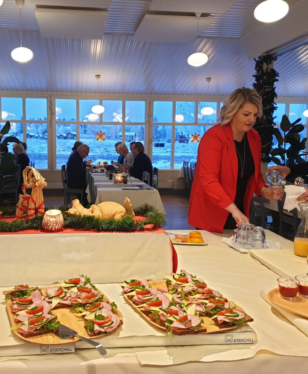 Konferens fika i restaurangen. 