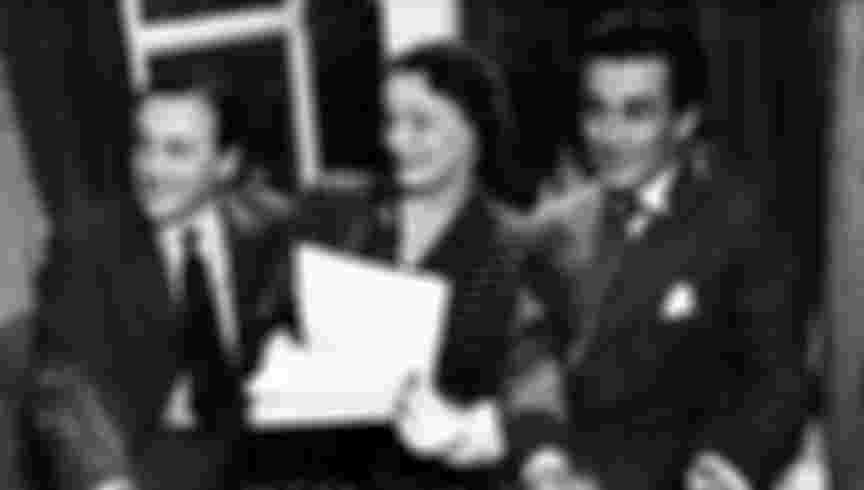 Three authors pictured at the Arts Theatre London, L-R: C,E,Webber, Enid Bagnold and John Whiting.