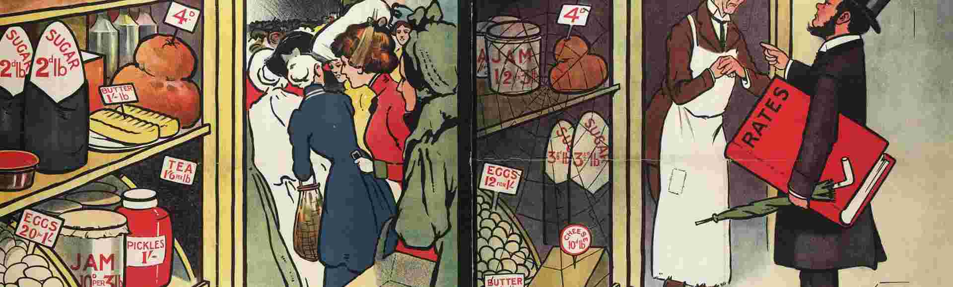 Protectionism vs free trade poster c1905-c1910.