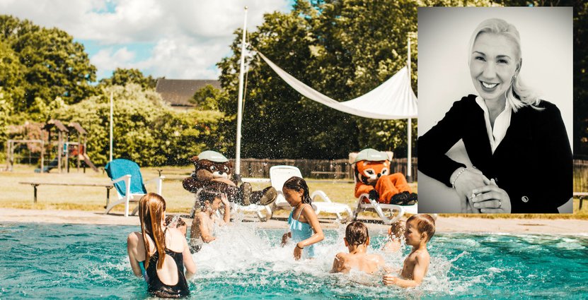 Parkens poolområde och Sofia Larsson, vd Parken Zoo  