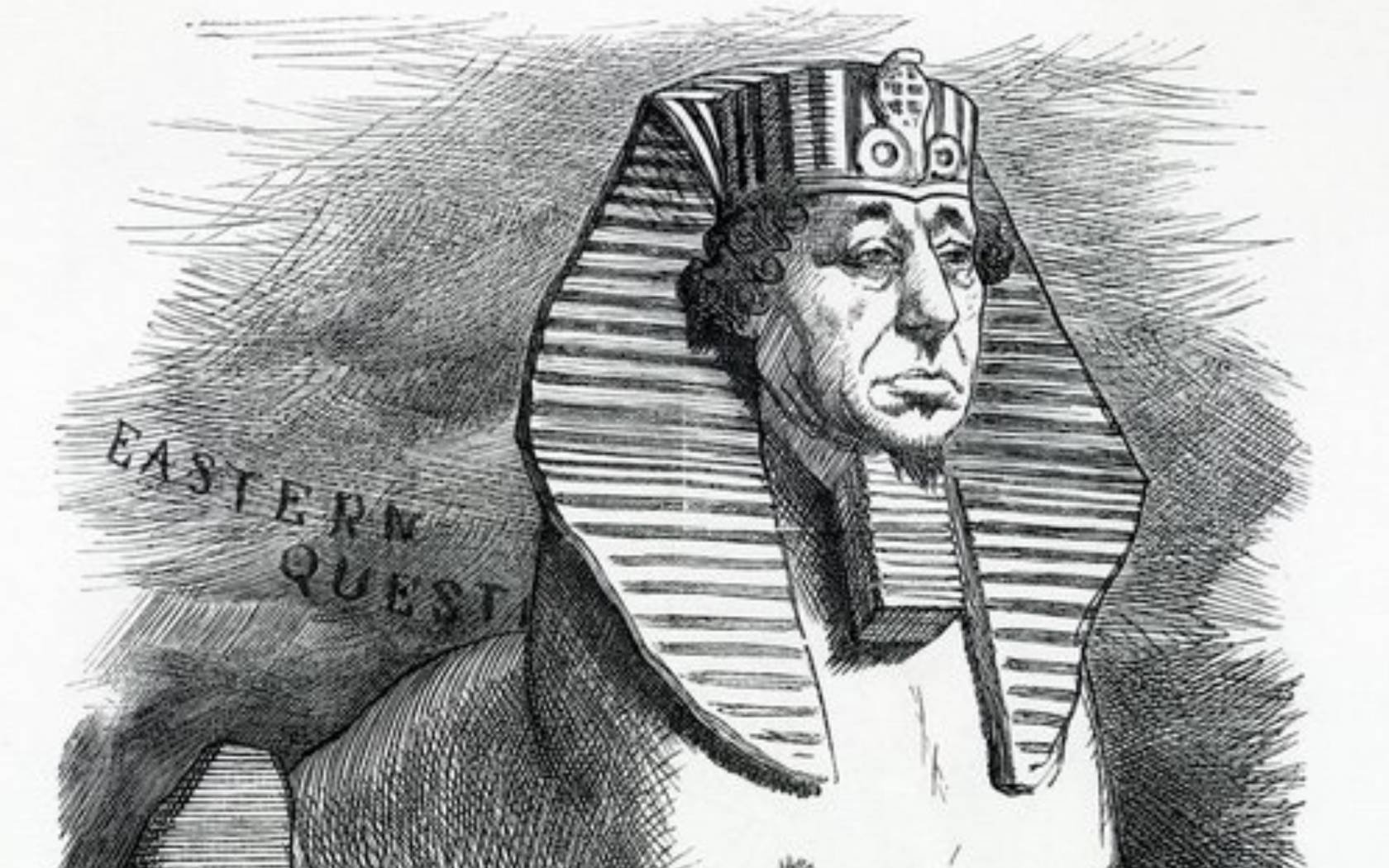 Cartoon mocking Disraeli's foreign policy.
