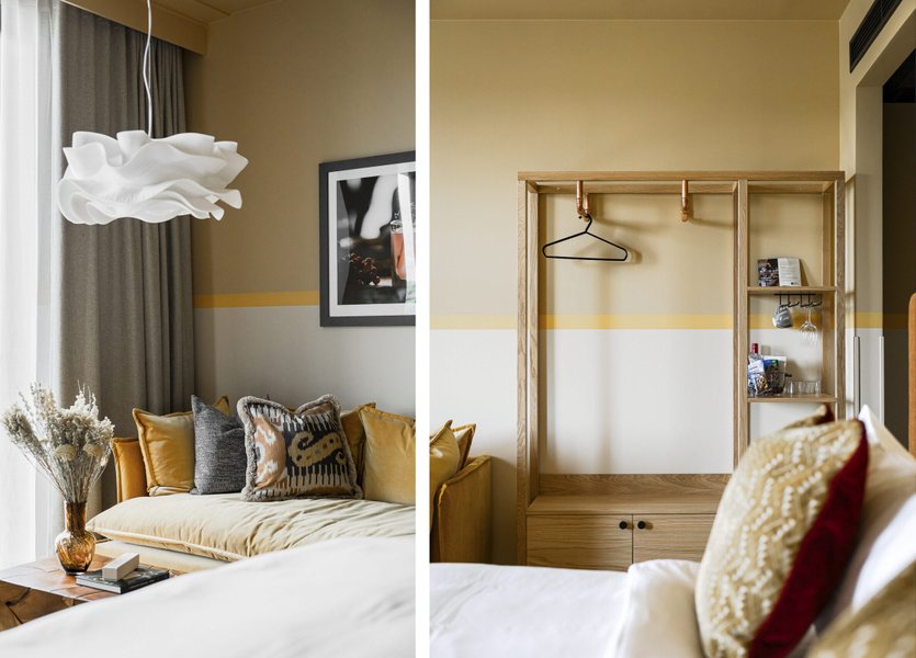 Soffa, s&auml;ng och garderob i deluxerum