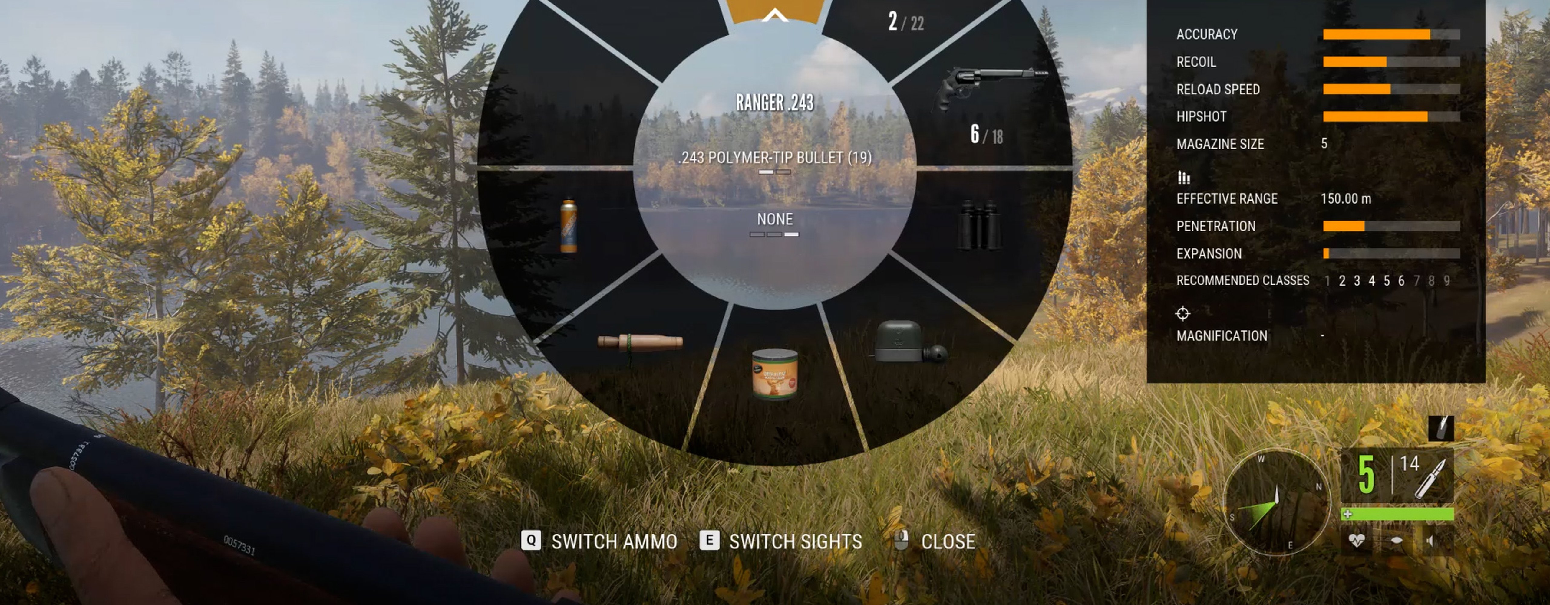 Switching ammunition and sights using the Item Wheel.