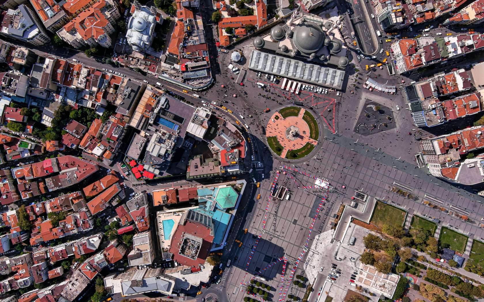 Taksim Square in Istanbul from above.