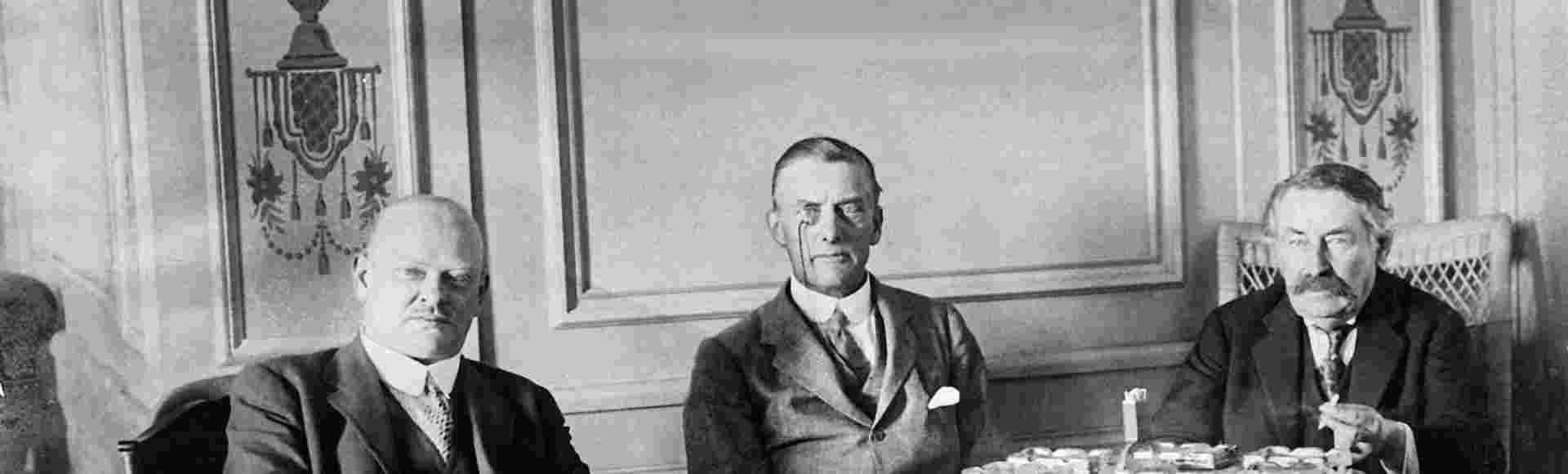 Gustav Stresemann, Austen Chamberlain, and Aristide Briand - the architects of the Locarno Pact - in 1926.