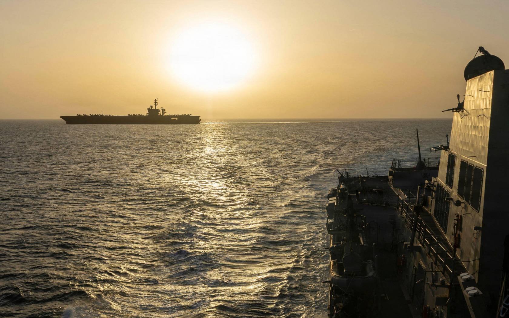 The USS Abraham Lincoln takes part in the operation to blockade ships passing through the Strait of Hormuz.
