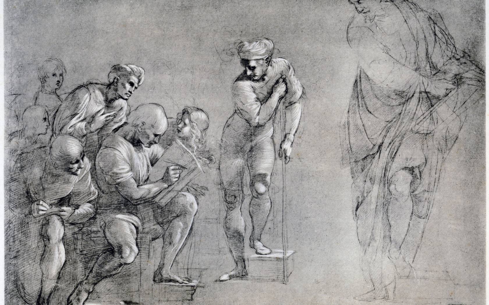 Pythagoras in a drawing for Raphael's 'School of Athens'.