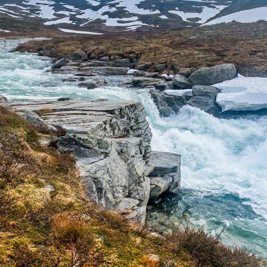 gohpasjohka forsar med sm&auml;ltvatten mellan Gohpascorru och Nuolja