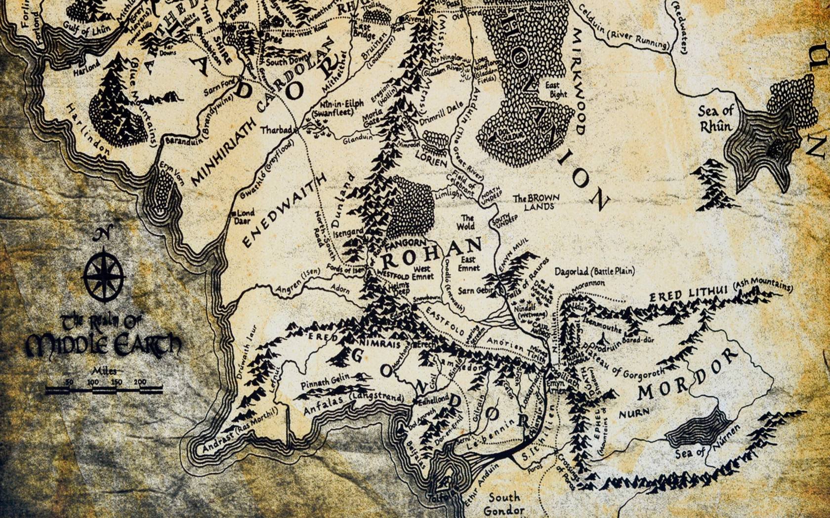 Map of Middle Earth from 'The Lord of the Rings'.