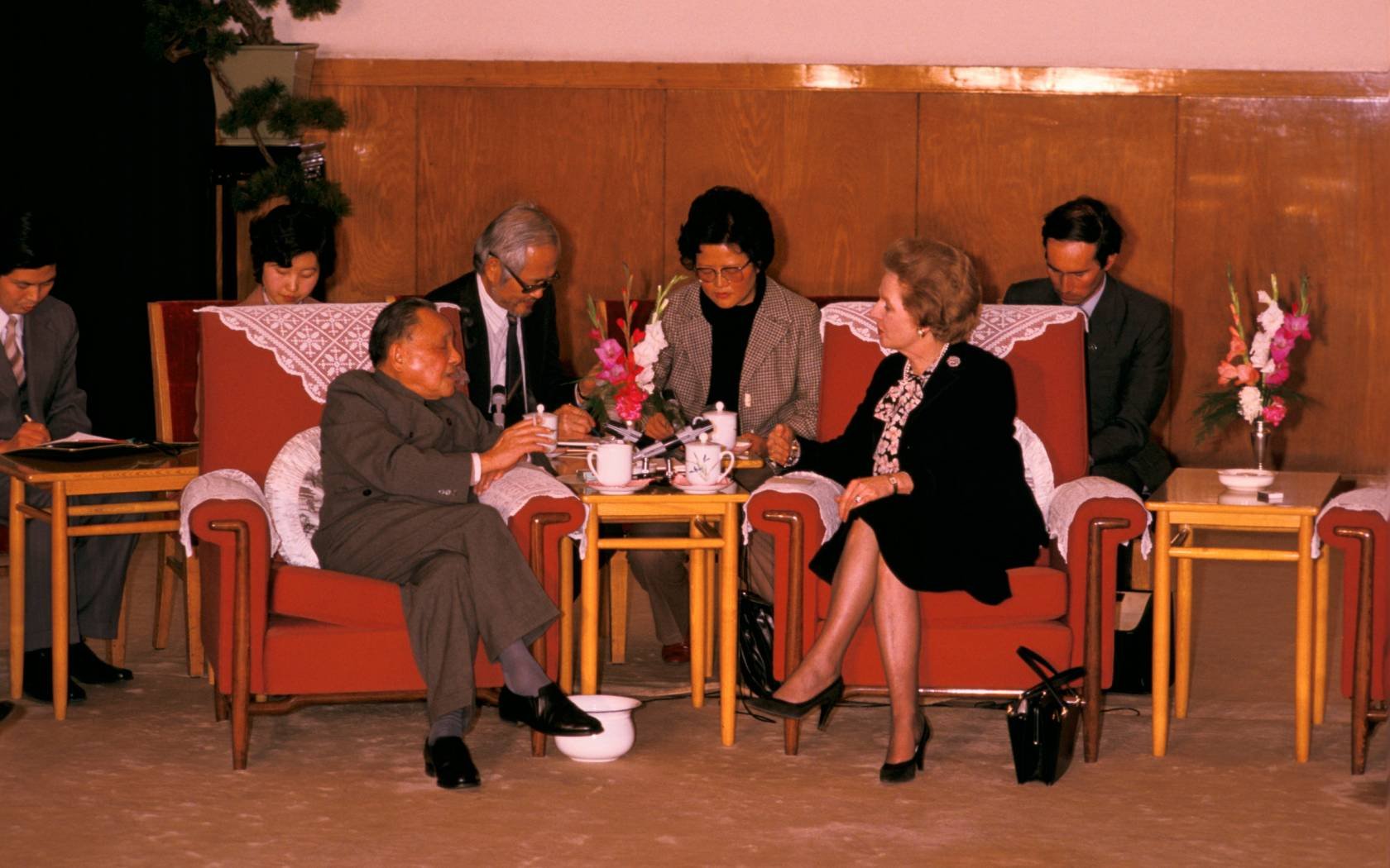 Margaret Thatcher in China in 1984 signing the Hong Kong accord.