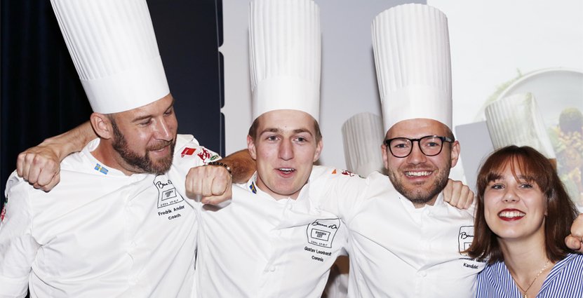 Fredrik Ander, coach, Gustav Leonhardt, commis, Sebastian Gibrand och Isabelle Hannula Cederblad. 