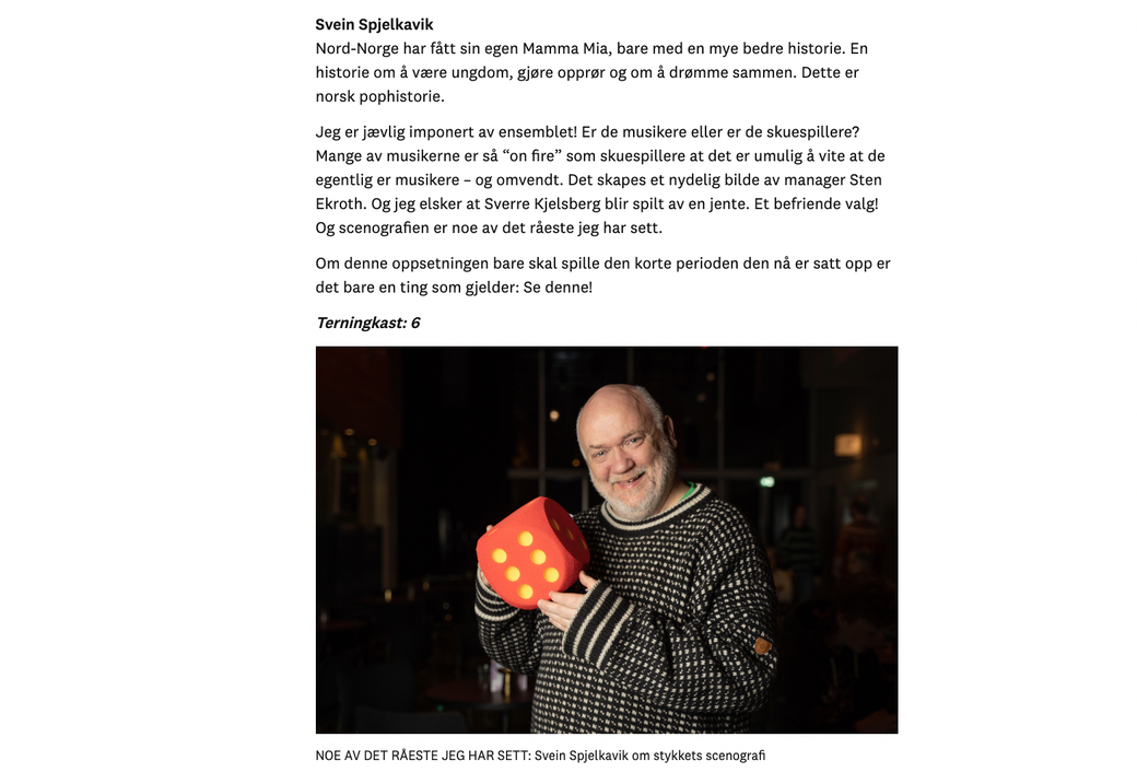 Skjermdump fra terningskast-sak: I denne saken ville vi vise bredden i publikum; både eldre og yngre, kvinner og menn. Slik fikk alle lesere perspektiver fra noen de kunne kjenne seg igjen i.