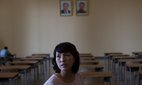 At the Grand People's Study House in Pyongyang in a room for the study of the "Works of President Kim Il Sung and books on his greatness". Credit: Sean Hawkey / Alamy Stock Photo