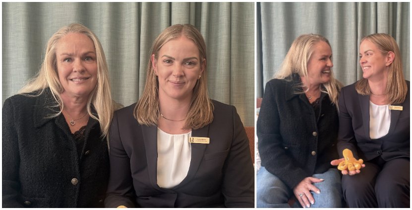 Jenny Hafrén och Cecilia Edholm Bläckfisken symboliserar Cecilias ledarskap