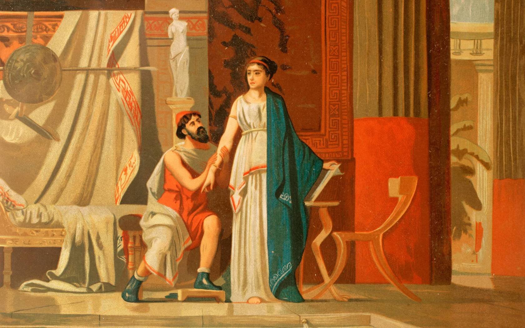 Aspasia of Miletus (c. 470-400 BC). with her lover Pericles.
