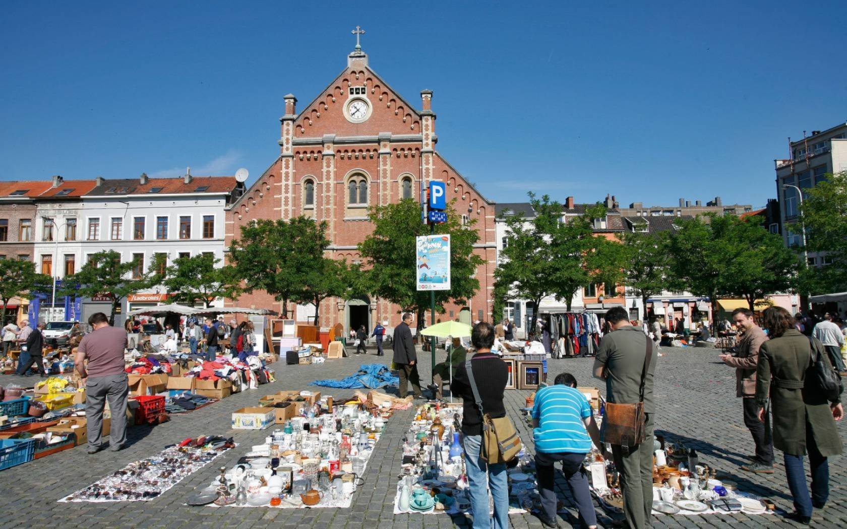 Place du Jeu de Balle Flea Market in the Marolles district, Brussels.