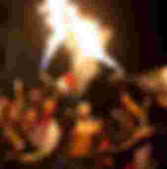 Crowds cheer joyfully in central Cairo, Egypt.