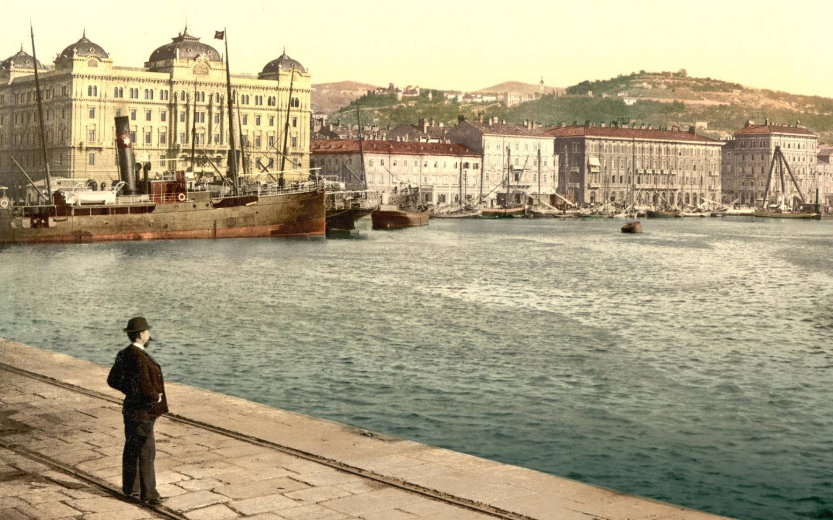 The harbour, Fiume, in Croatia between 1890-1900.